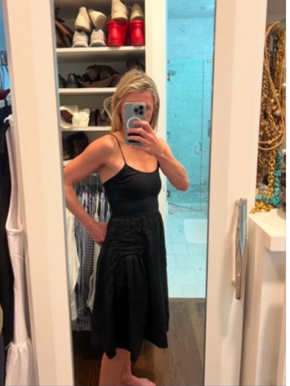 Theory Spaghetti Strap Black Midi Dress